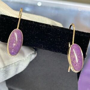 14kt Yellow Gold Purple Jade Earrings